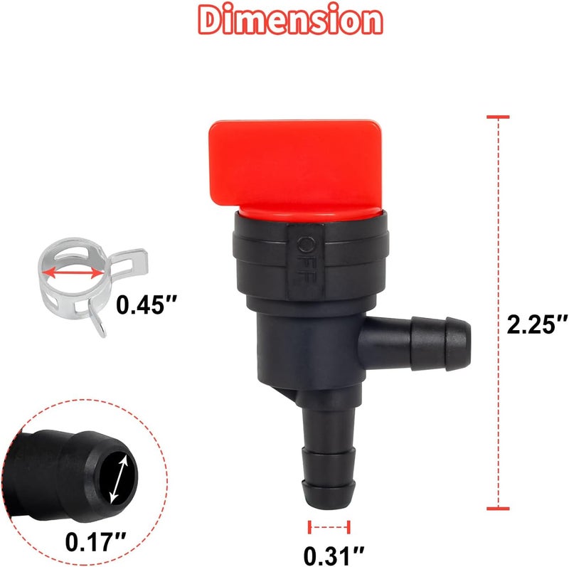CLSR2U Fuel Shut off Valve, 1/4" Fuel Cut Off Valve for Riding Lawn Mower, Replace B&S 698181 494539 697944 Te cumseh 35857, 90 Degree Gas Shut Off Valve for Small Engines, 2 Pack - Image 2